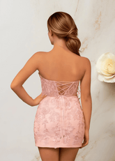 Edith |Bodycon Lace Mini Hot Pink Homecoming Dress - US0 - PromDressClub